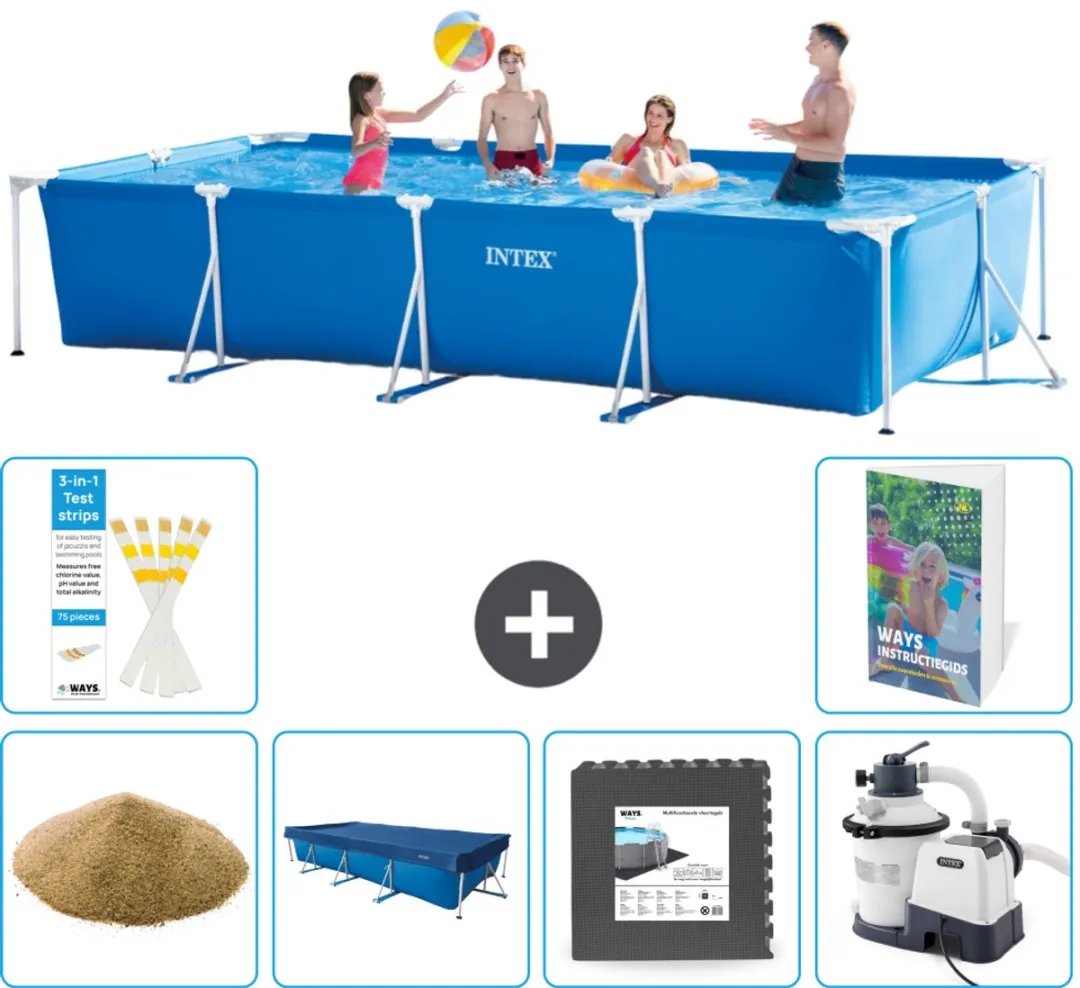 Intex Rechthoekig Frame Zwembad 450x220cm Blauw