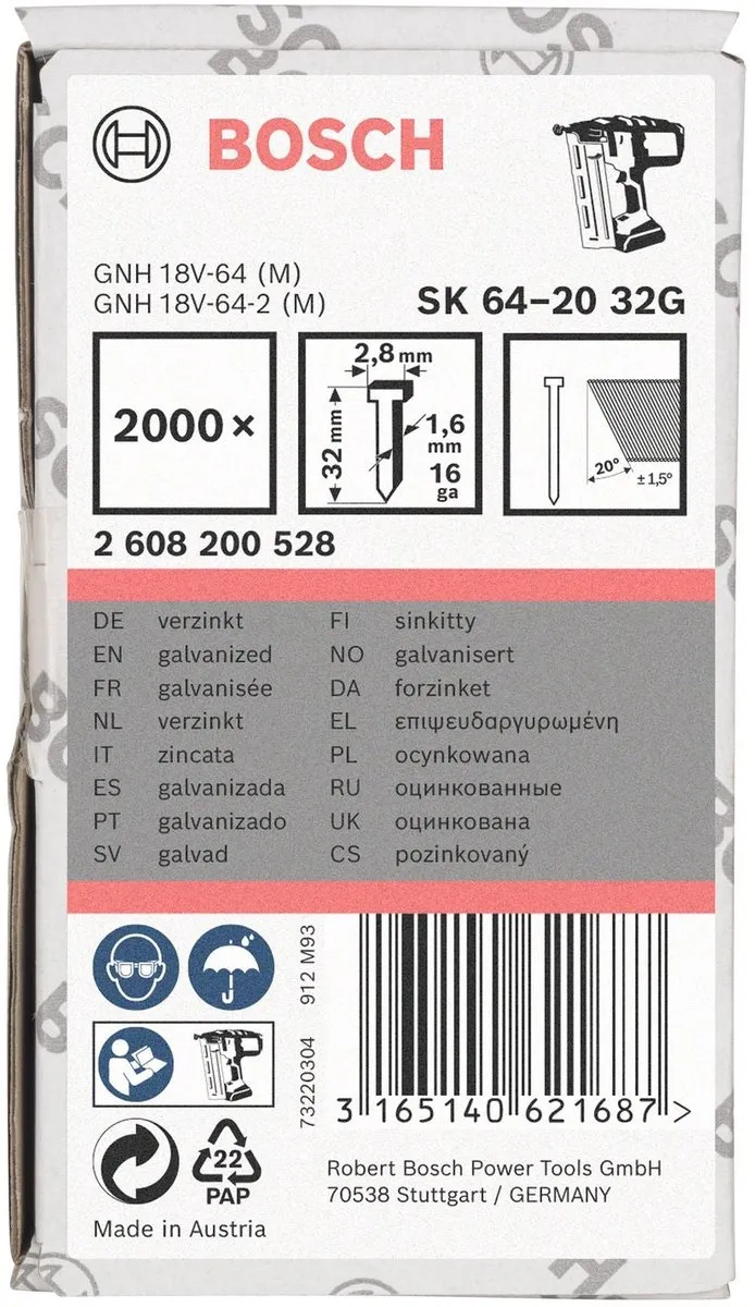 Bosch SK64-20 Spijkers - 32G - 1 Stuk