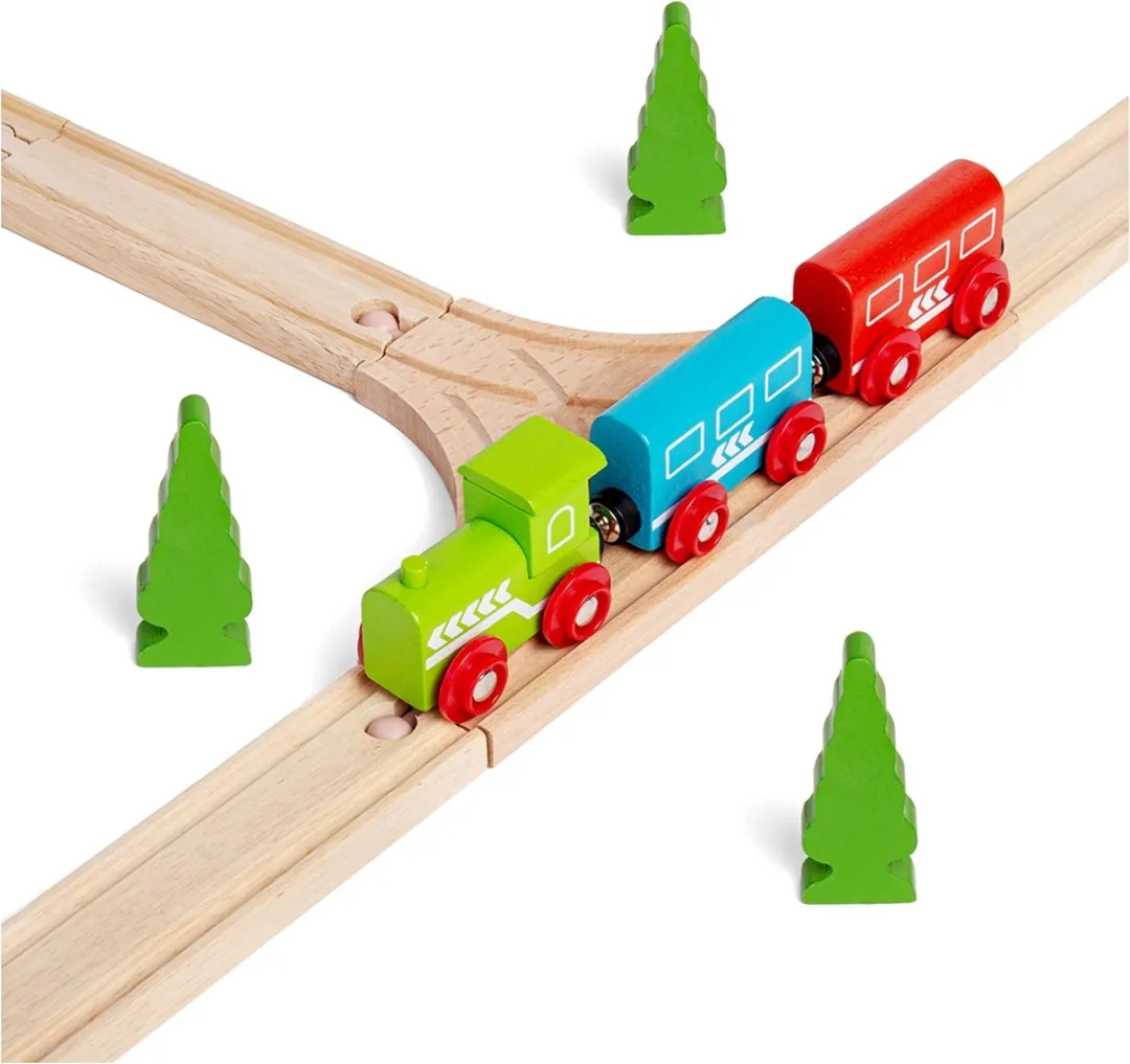 BigJigs Houten Trein T-Kruising BJT108 - 2 Delen - Multi