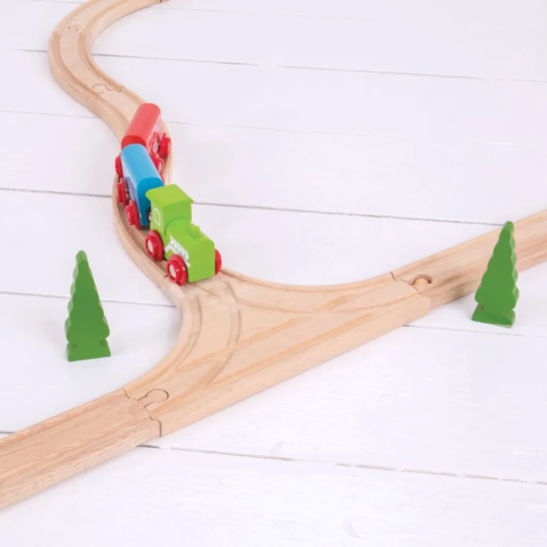 BigJigs Houten Trein T-Kruising BJT108 - 2 Delen - Multi