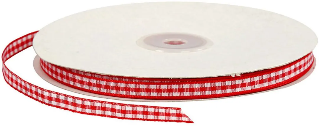Creativ Company Geruit Lint 6mm Rood/Wit