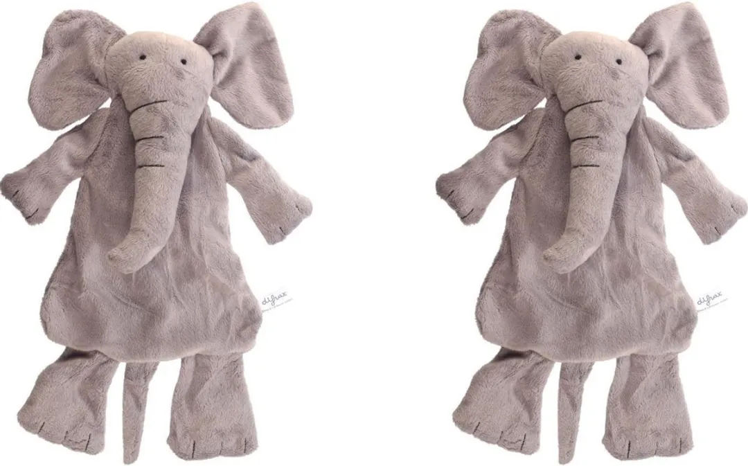Difrax Knuffelolifant Elliot - 2 Stuks - Grijs