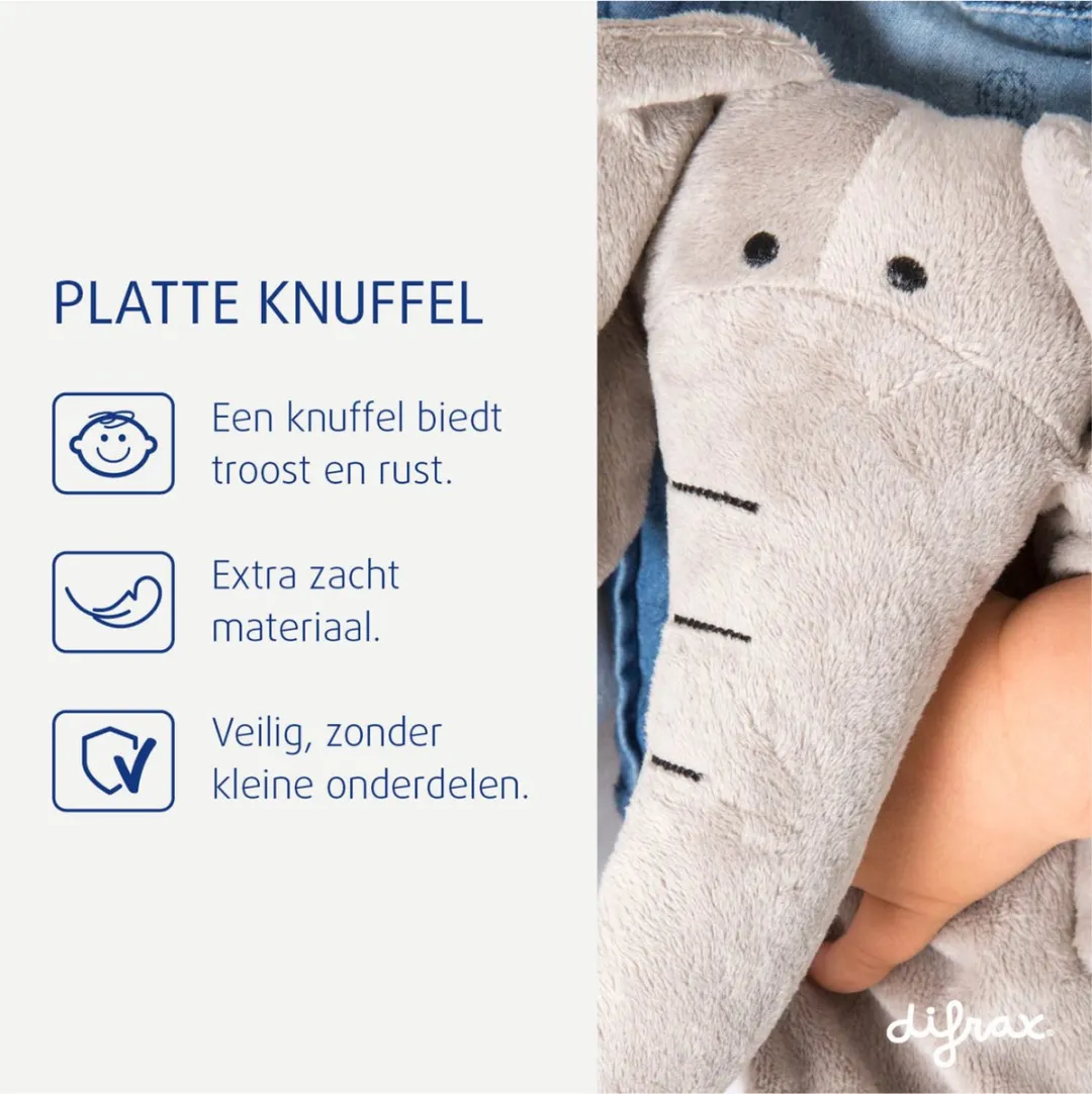 Difrax Knuffelolifant Elliot - 2 Stuks - Grijs