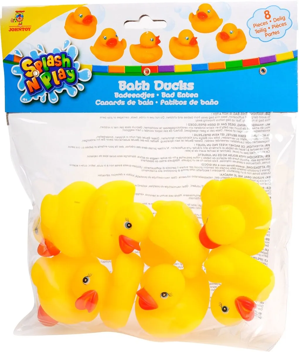 Johntoy Badeendjes 8 Stuks - Geel - afbeelding 6 van 6