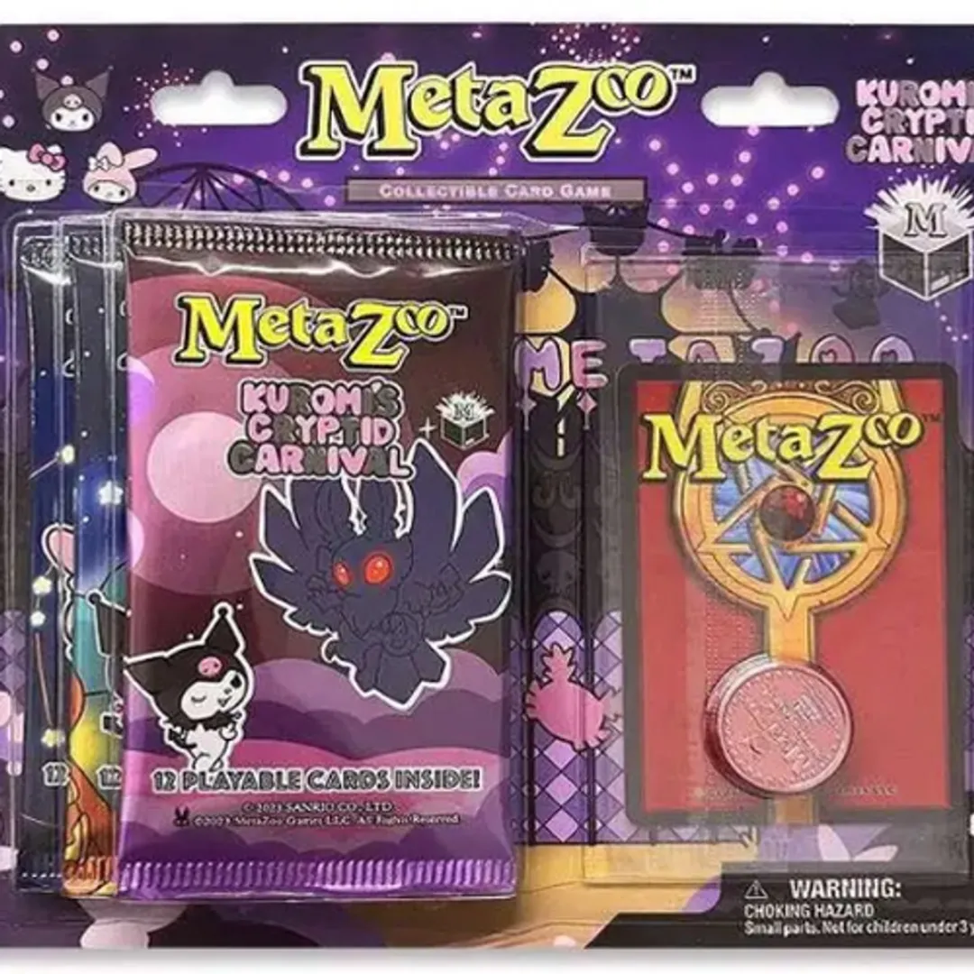 MetaZoo Trading Card Game Kuromi's Cryptid Carnival Special Edition Bundle Set [3 Booster Packs + Tarot Card, Promo Card & Coin]