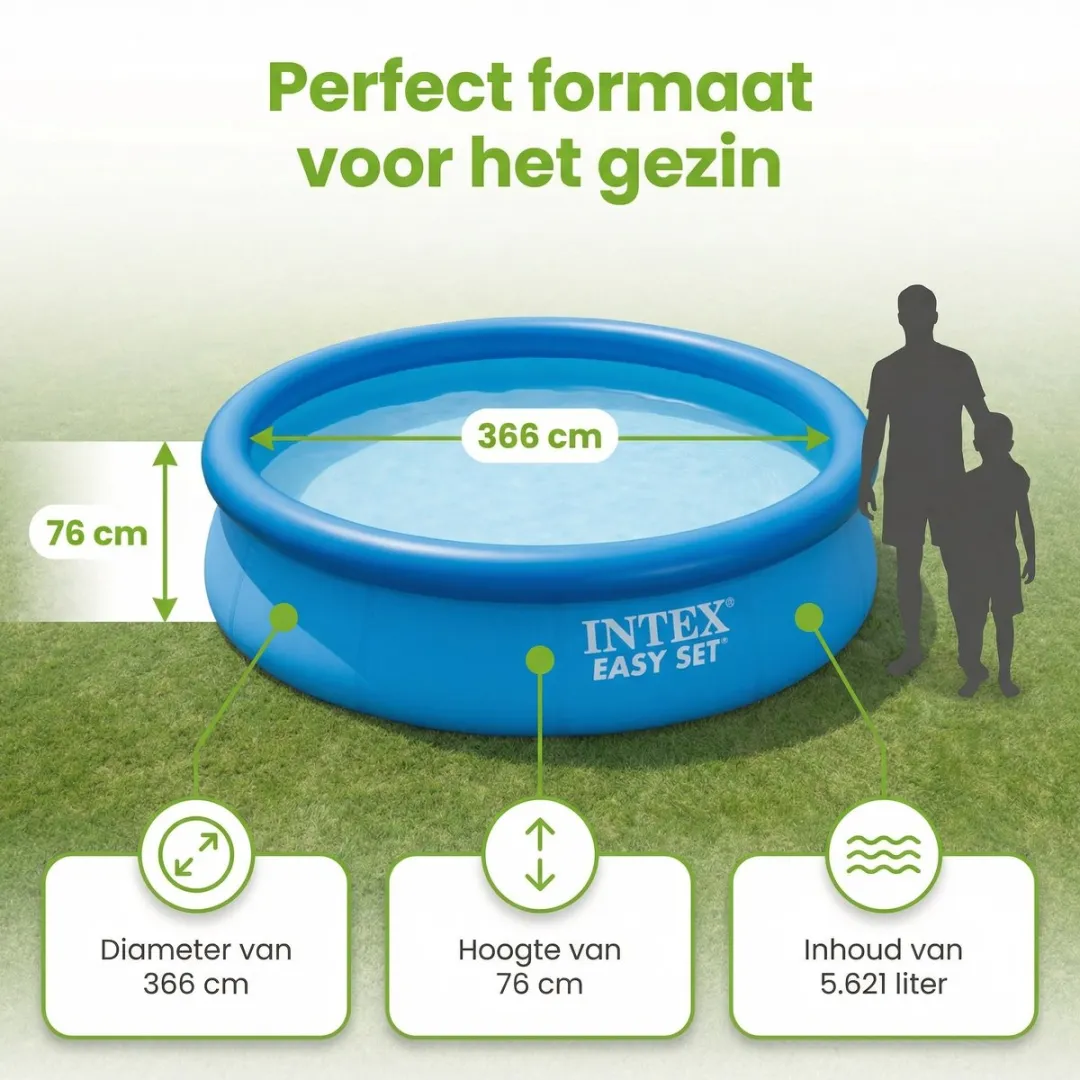 Intex Easy Set Zwembad 366x76cm - Blauw - 7-delig
