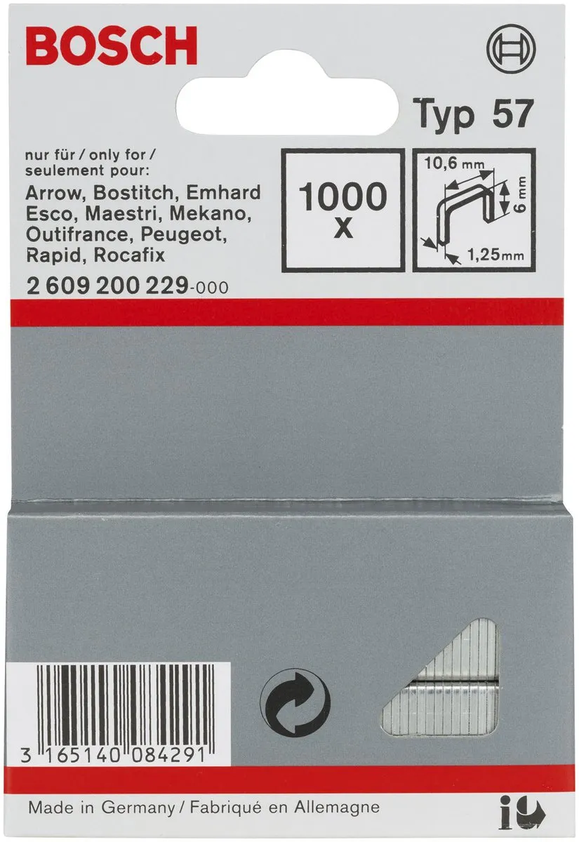 Bosch Professional Niet-met-platte draad 6mm Type 57 - 1000 Stuks