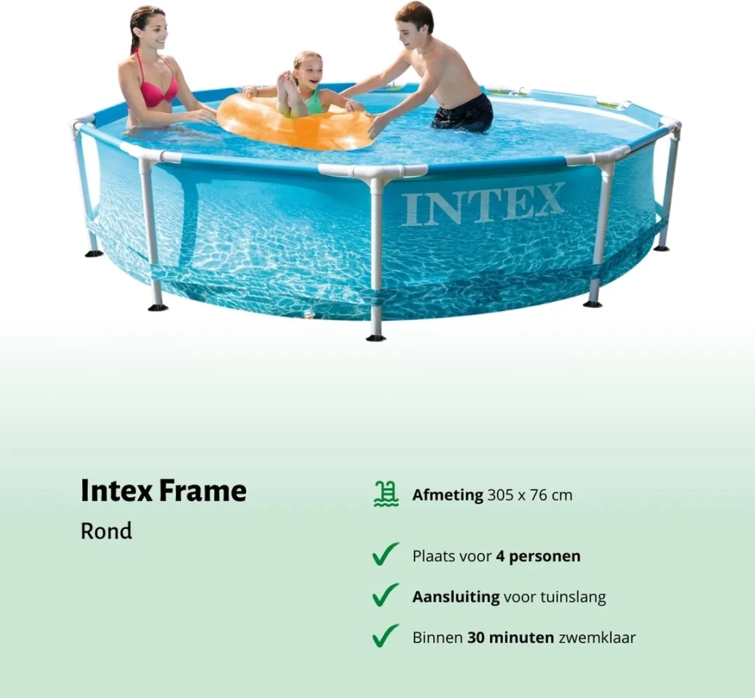 Intex 28206NP-Blauw Rond Frame Zwembad 305x76cm - Blauw