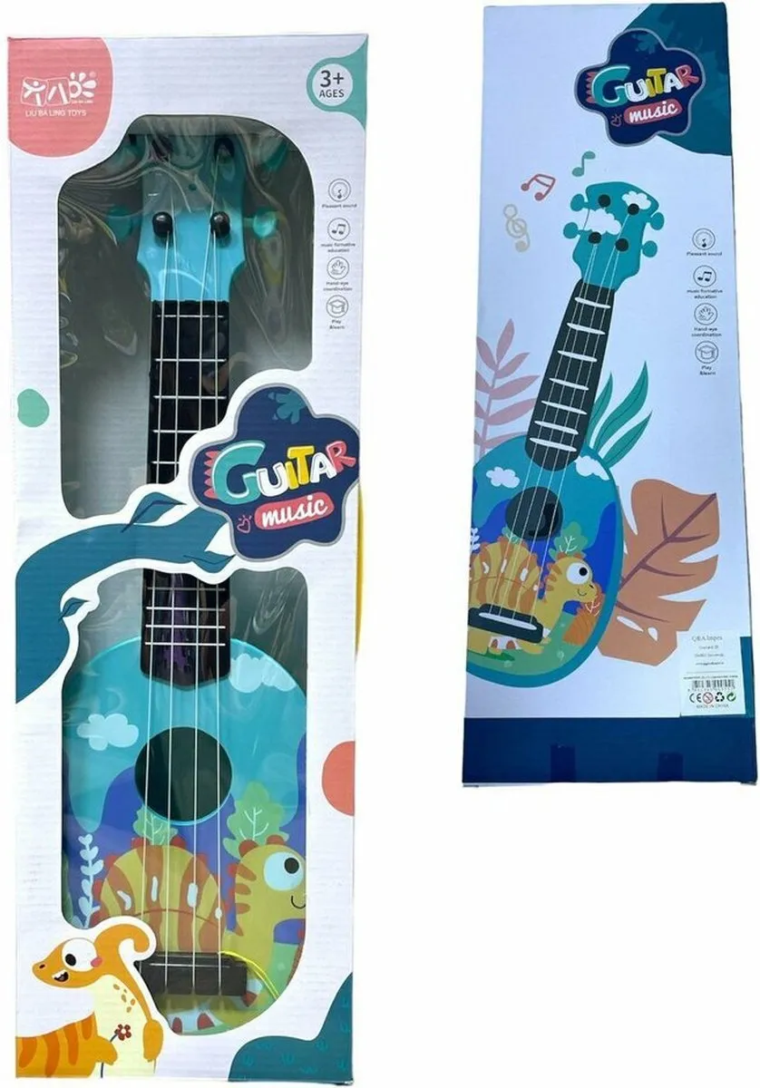 YJ Toys Dinosaurus Gitaar - 4 Snaren 54cm - Print