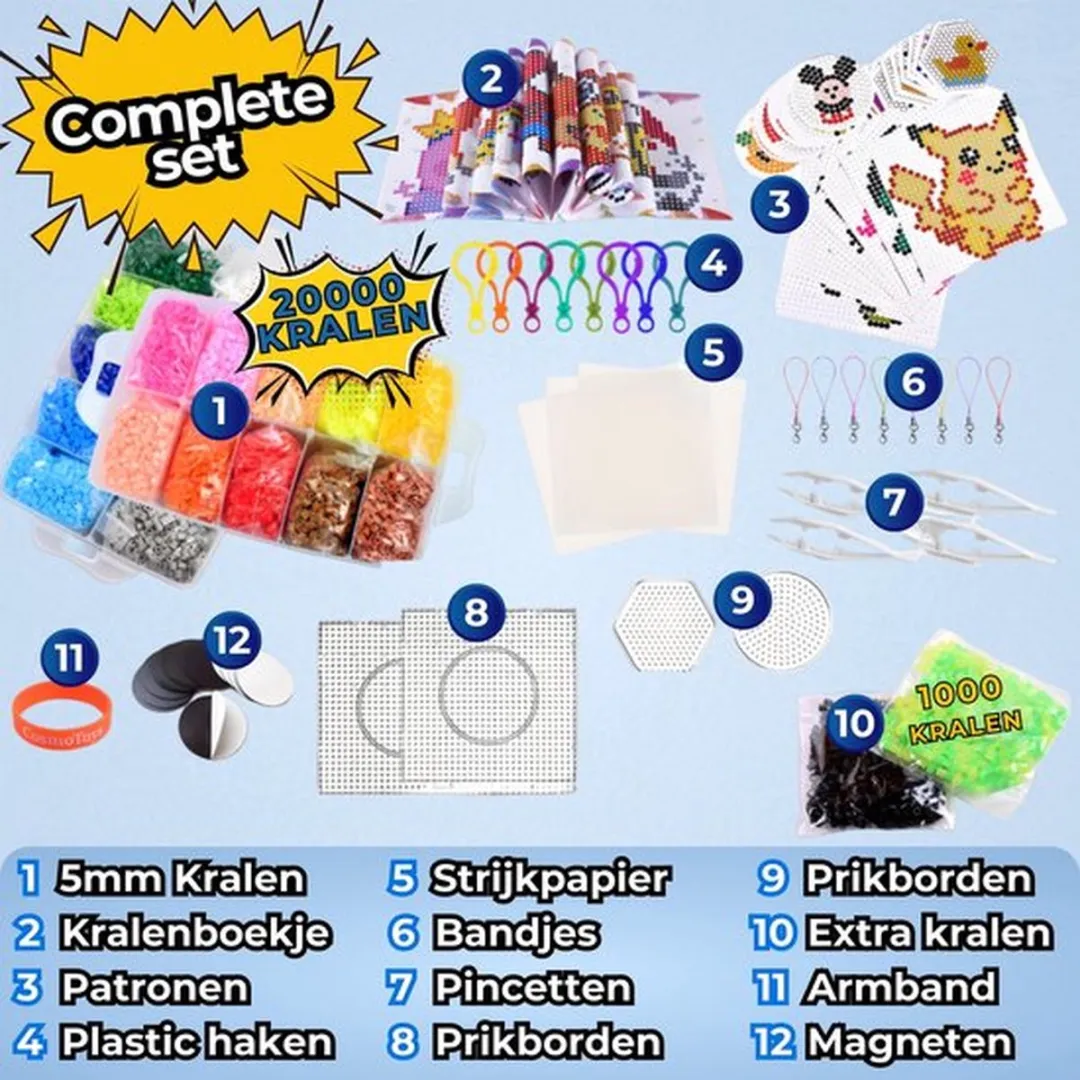 CosmoToys Strijkkralen Knutselkoffer - 23.000 Stuks - 23 Kleuren