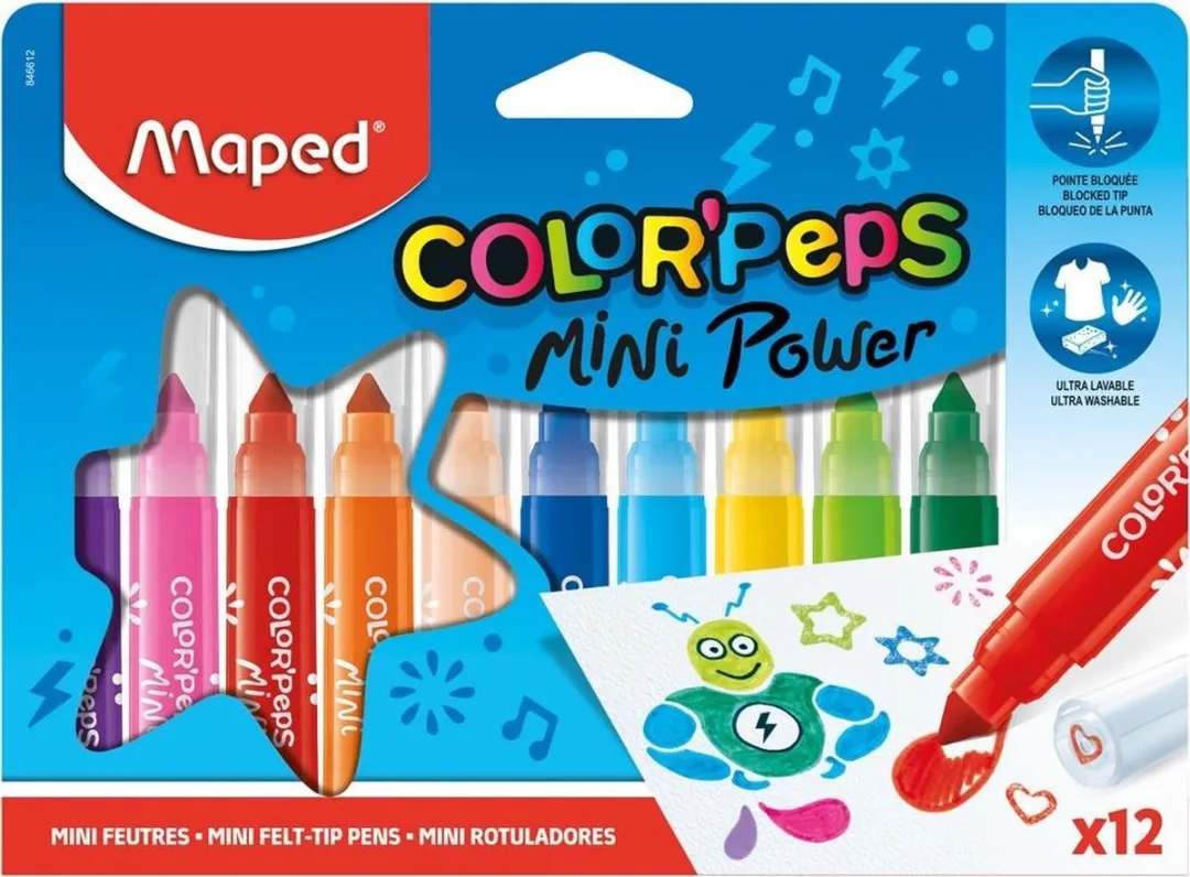 Maped Color’Peps Mini Power Stiften 12 Kleuren - Transparant
