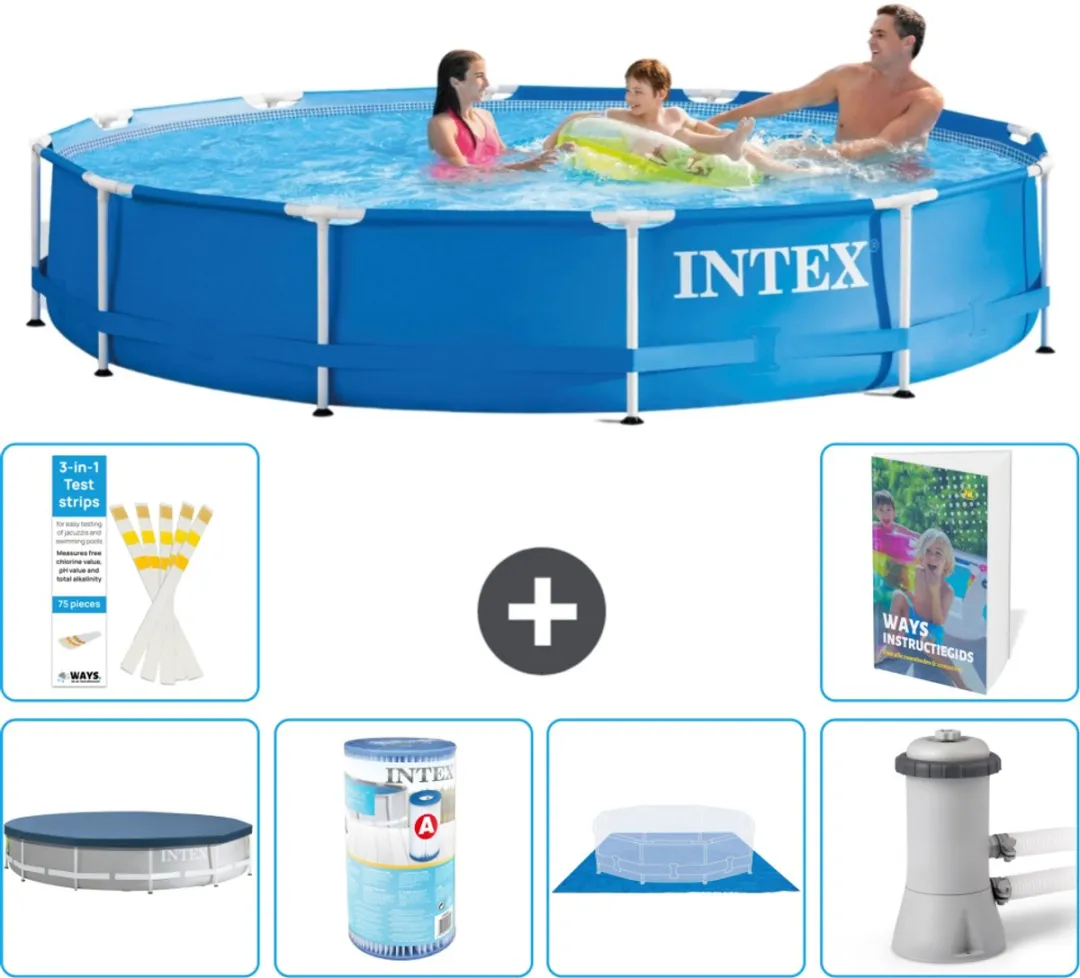 Intex 28210NP-Blauw Rond Frame Zwembad 366x76cm