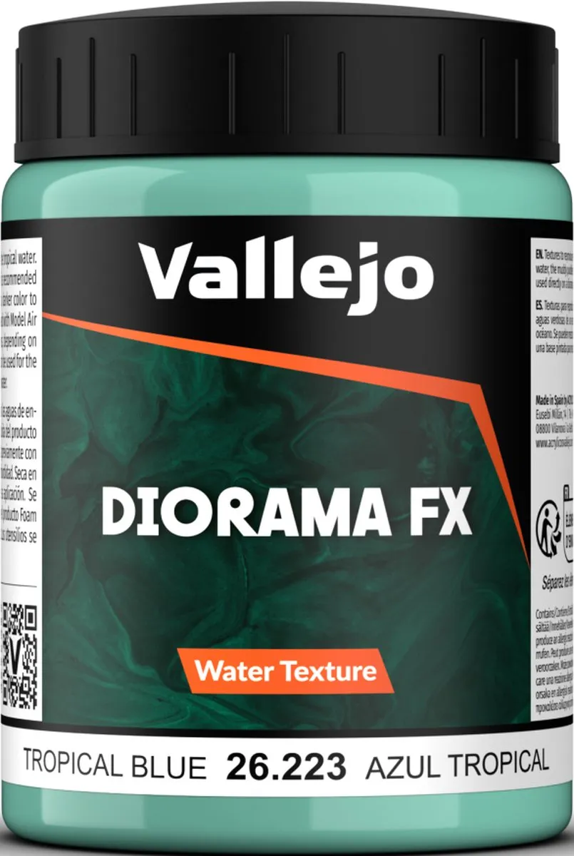 Vallejo Modelbouwdecoratie Water Textures 223 Tropisch Blauw 200ml