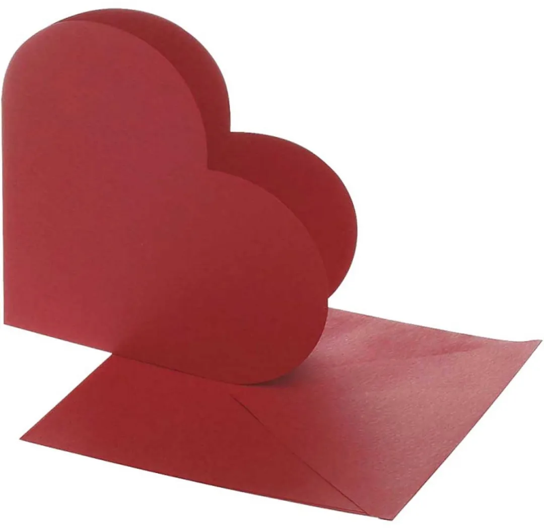 Creativ Company Hart Kaarten & Enveloppen 12,5x12,5cm - Rood - 10 Stuks