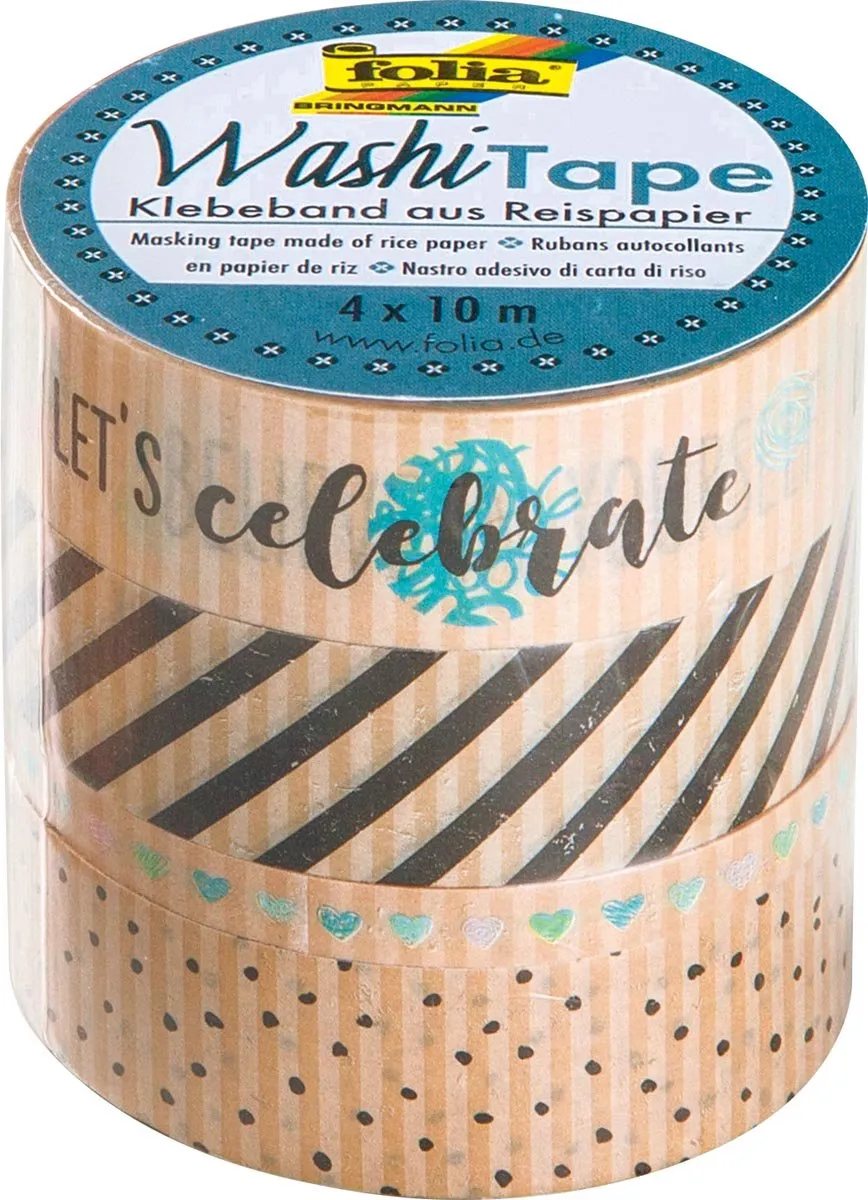 Folia Washi Tape Kraft Party II - 4 Stuks