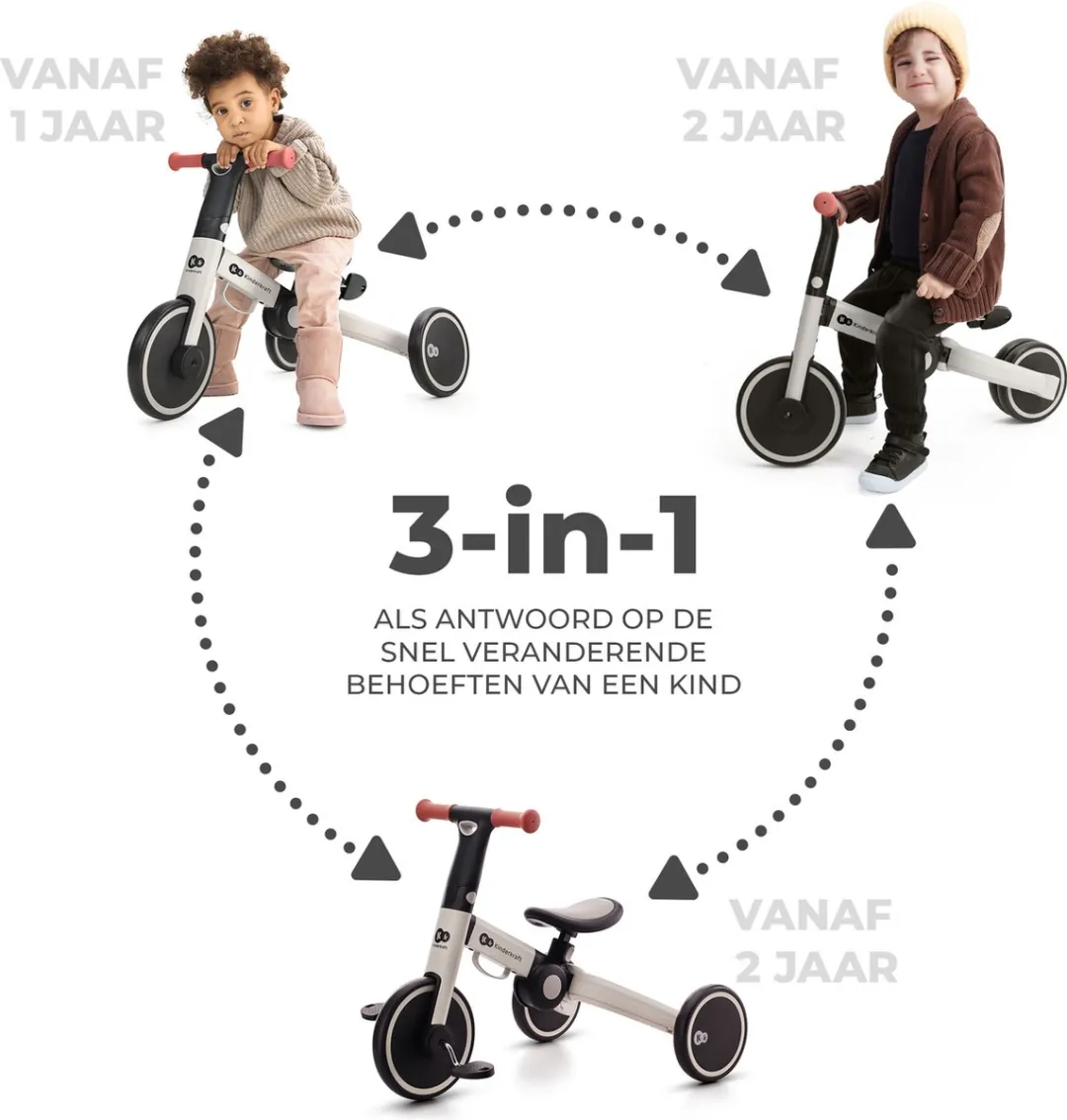 KinderKraft 4TRIKE Driewieler 3-in-1 - Grijs