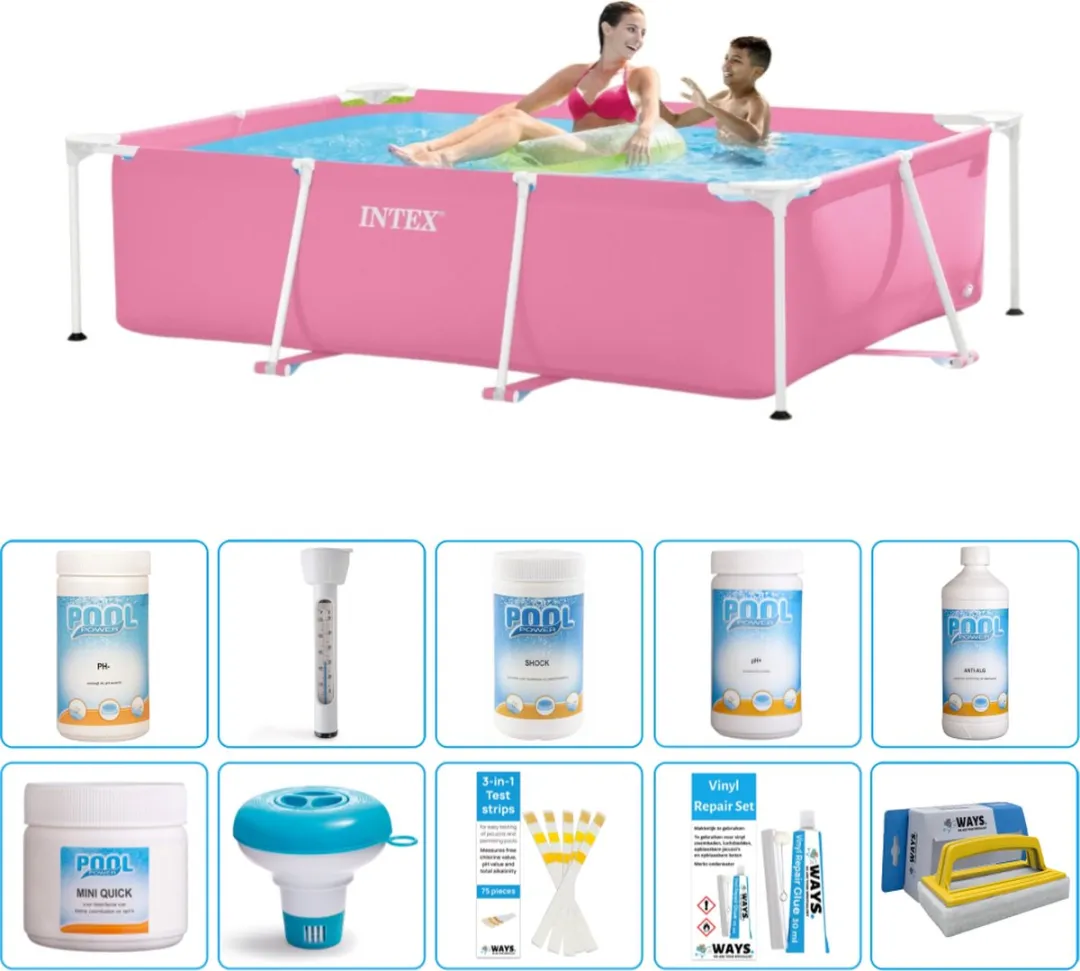 Intex Rechthoekig Frame Zwembad 220x150cm Roze