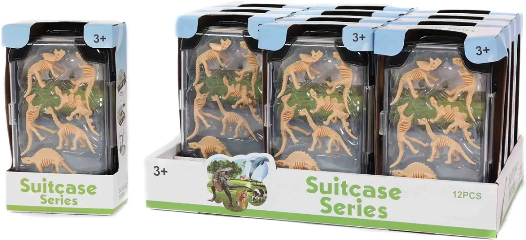 PIA Soft Toys Dinosaurus Skelet Kofferspeelset Medium - 10x5x16,5cm - Bruin