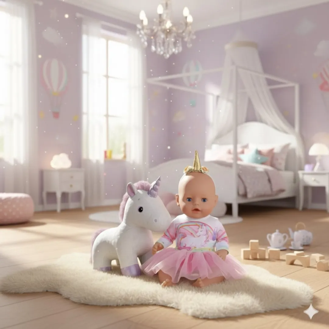 Happy U Kids Unicorn Tule Jurk Roze - Babypop 36/43cm - DL202101102150