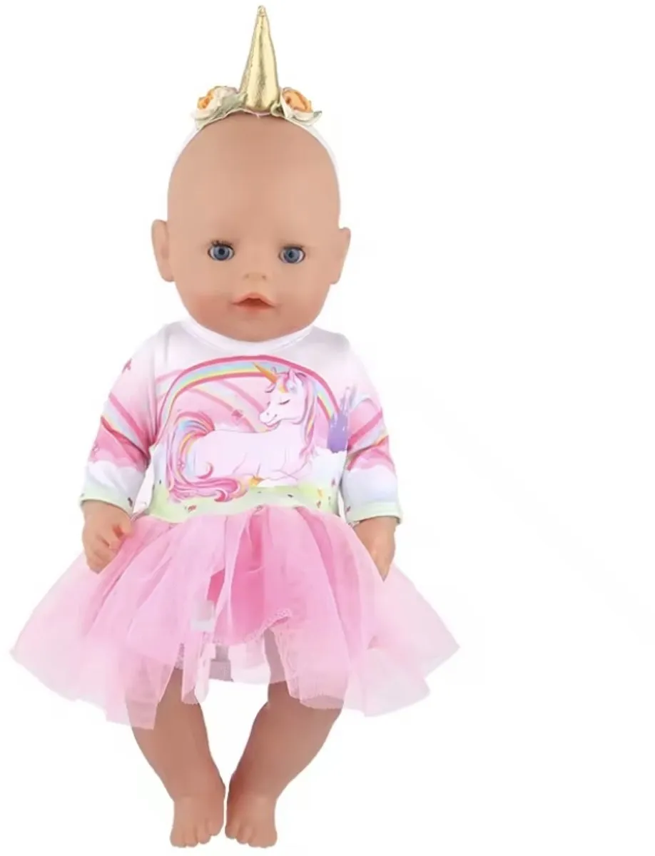 Happy U Kids Unicorn Tule Jurk Roze - Babypop 36/43cm - DL202101102150