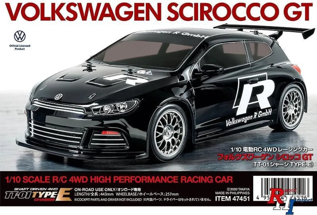 Tamiya 47451 Volkswagen Scirocco GT TT-01 Type-E - R/C Model - Zwart