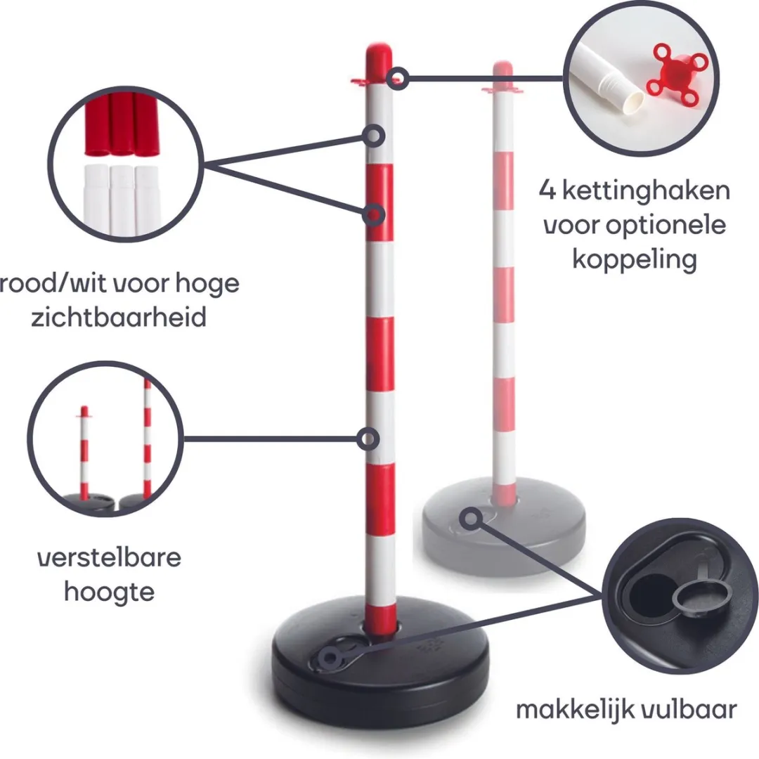 Perel Afzetpalen PVC 2 Stuks - Rood/Wit