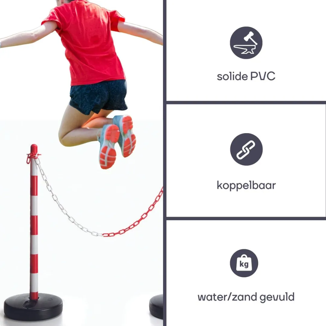 Perel Afzetpalen PVC 2 Stuks - Rood/Wit
