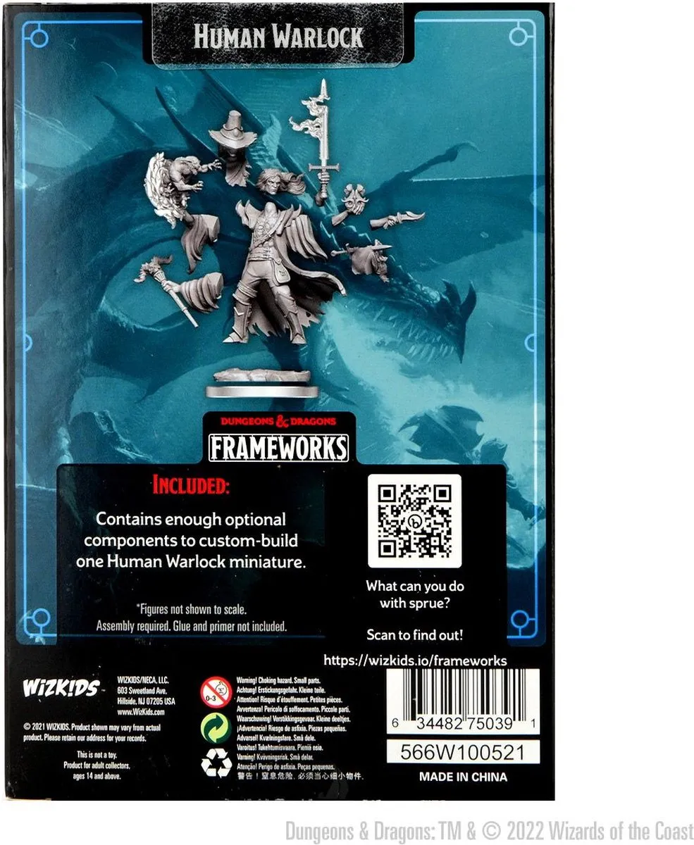 Wizkids D&D Frameworks Human Warlock Male - Grijs