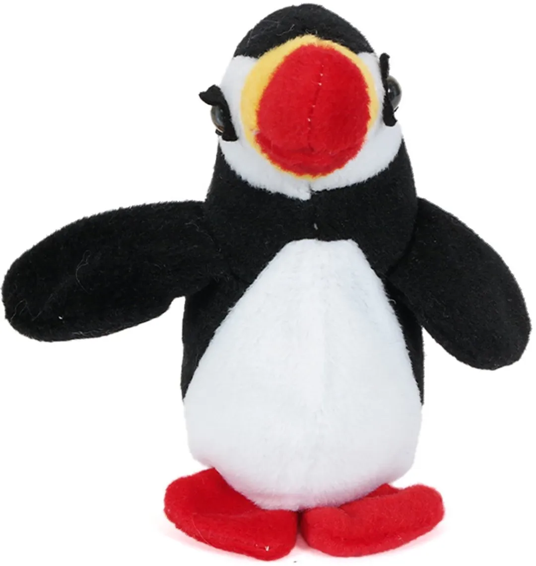 PIA Soft Toys Pluche Papegaaiduiker Knuffel 13cm - Zwart/Geel/Wit/Rood