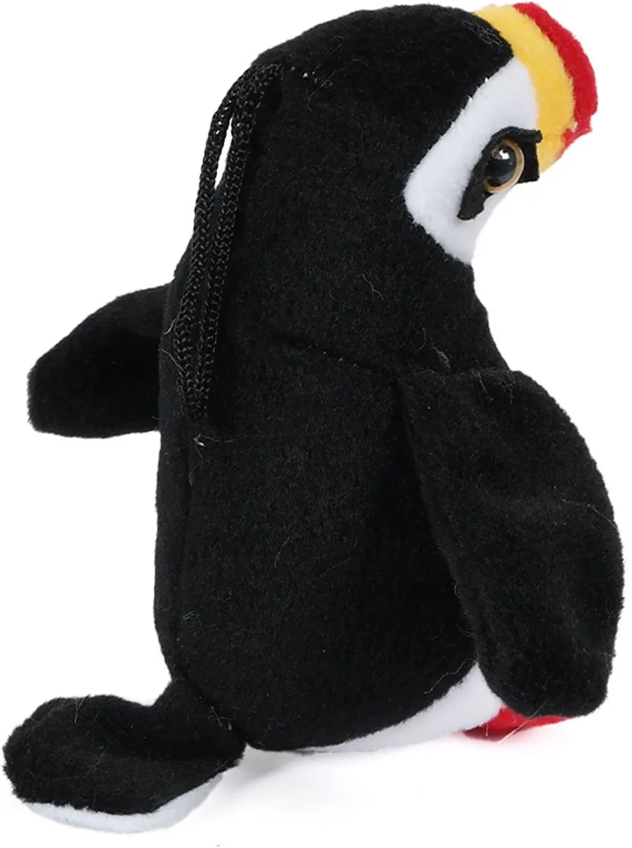 PIA Soft Toys Pluche Papegaaiduiker Knuffel 13cm - Zwart/Geel/Wit/Rood