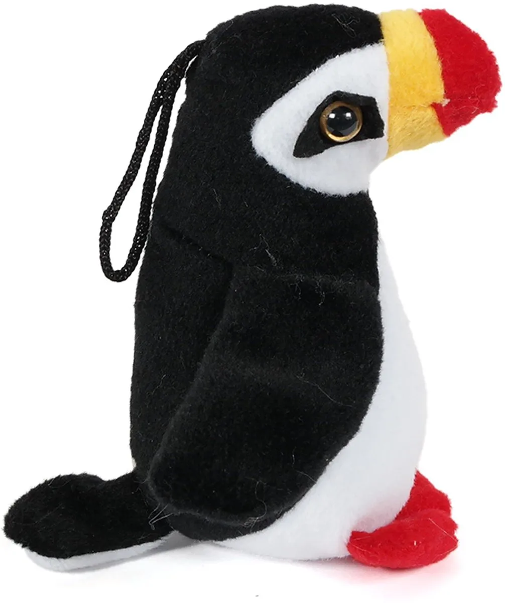 PIA Soft Toys Pluche Papegaaiduiker Knuffel 13cm - Zwart/Geel/Wit/Rood