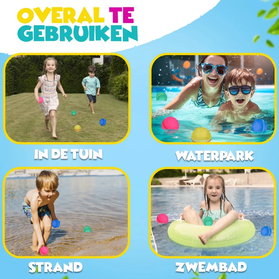 Toylandia Herbruikbare Waterballonnen - Set van 6 - Magnetisch - Milieuvriendelijk - Voor Kinderen en Volwassenen