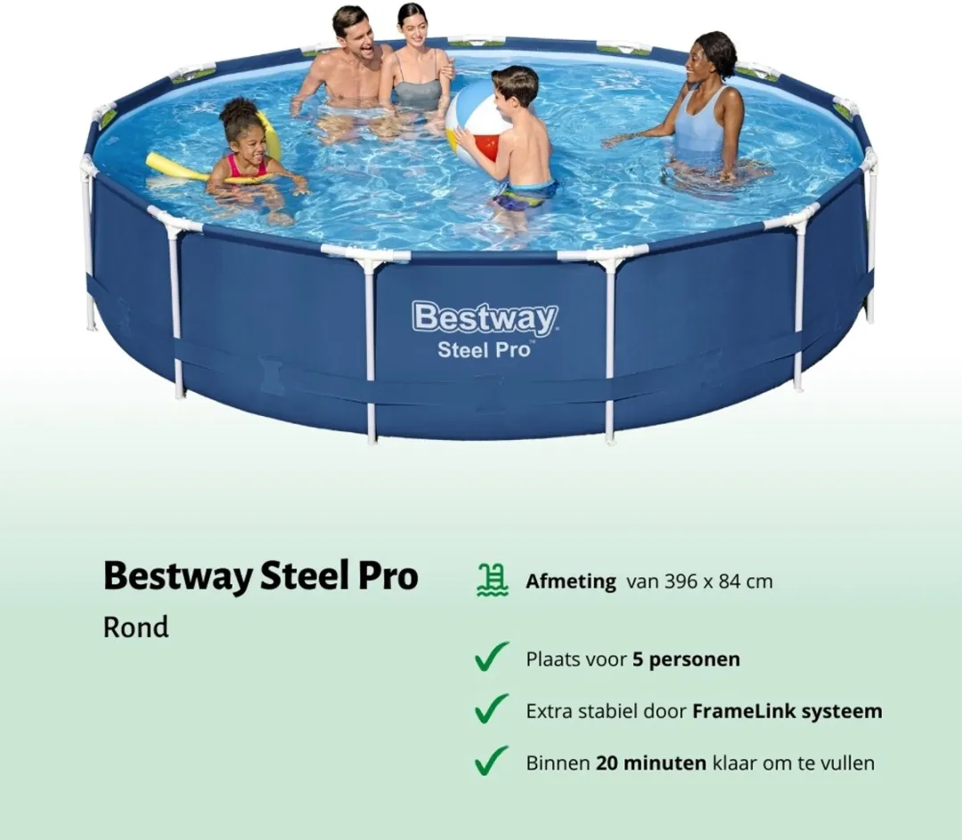 Bestway Steel Pro Zwembad 396x84cm - Blauw - Inclusief pomp