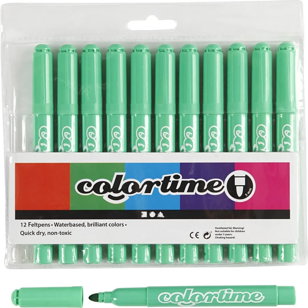 Colortime Lichtgroene Stiften 5mm - 12 Stuks