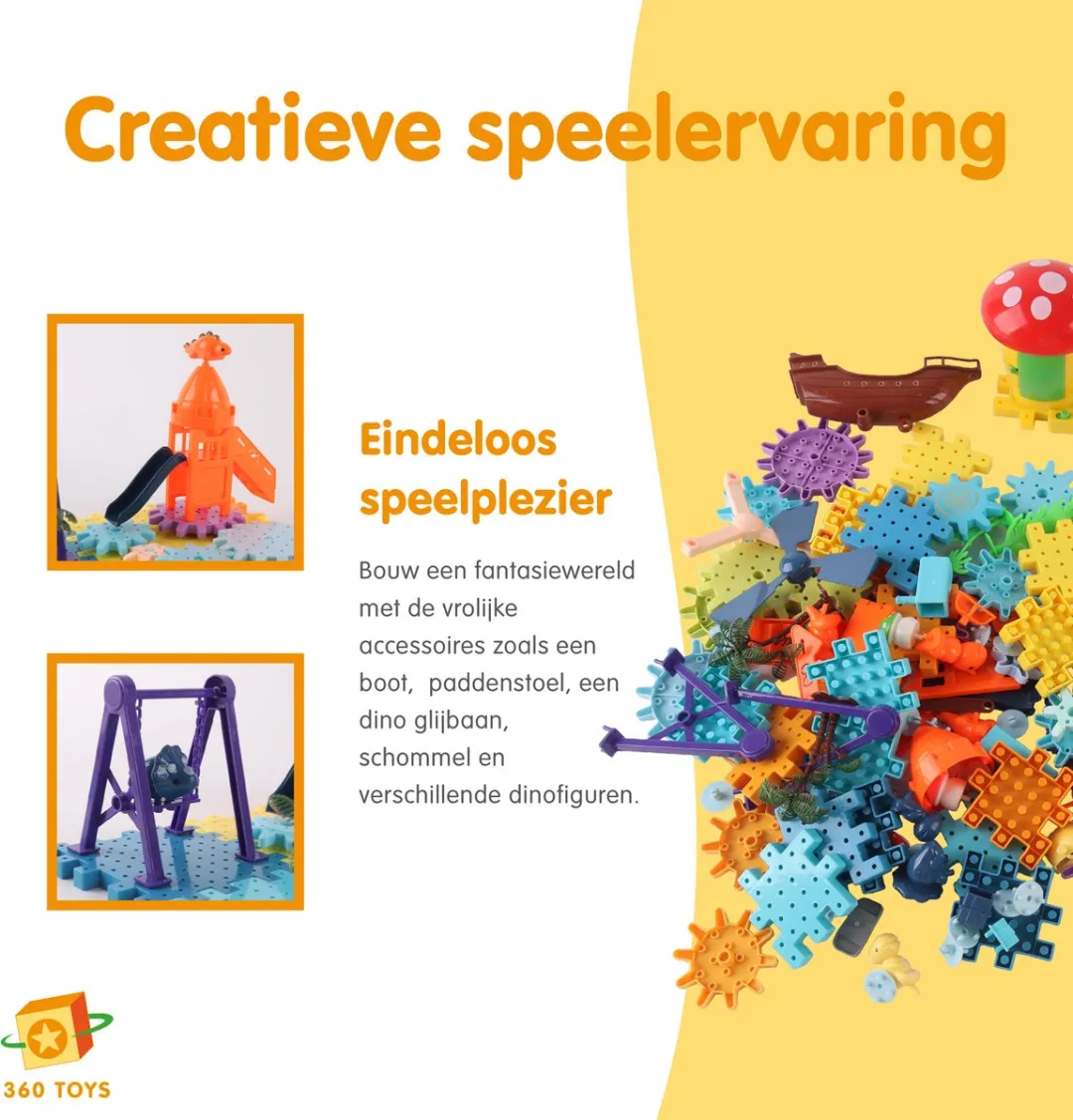 360 Toys 4-in-1 Dinosaurus Bouwblok - 20 Stuks - Meerkleurig