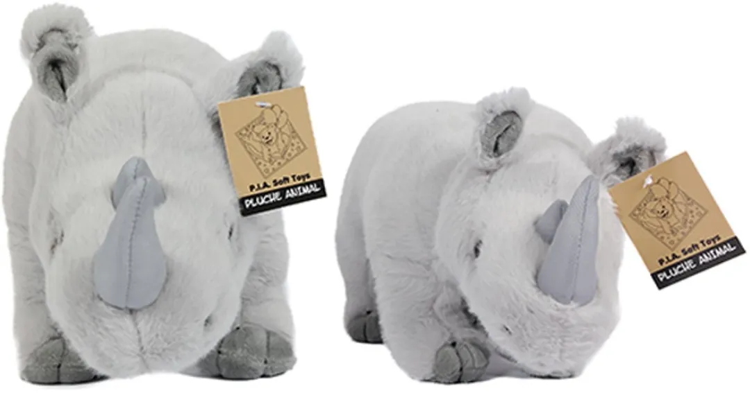 PIA Soft Toys Pluche Neushoorn - Staand 33cm - Grijs
