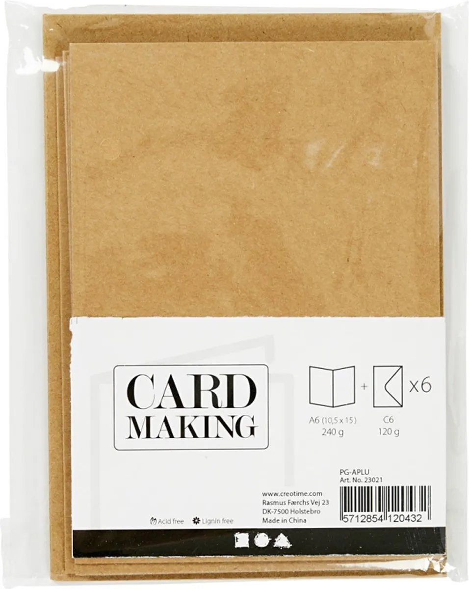 Creativ Company Kraft Kaarten & Enveloppen 10,5x15cm - 6 Stuks