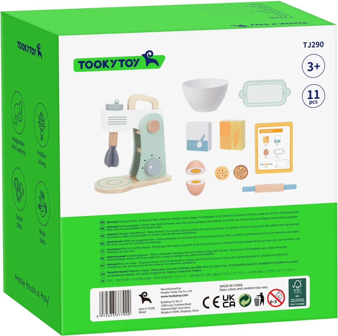 Tooky Toy Houten Speelgoedmixer - 11-delig - Multicolor