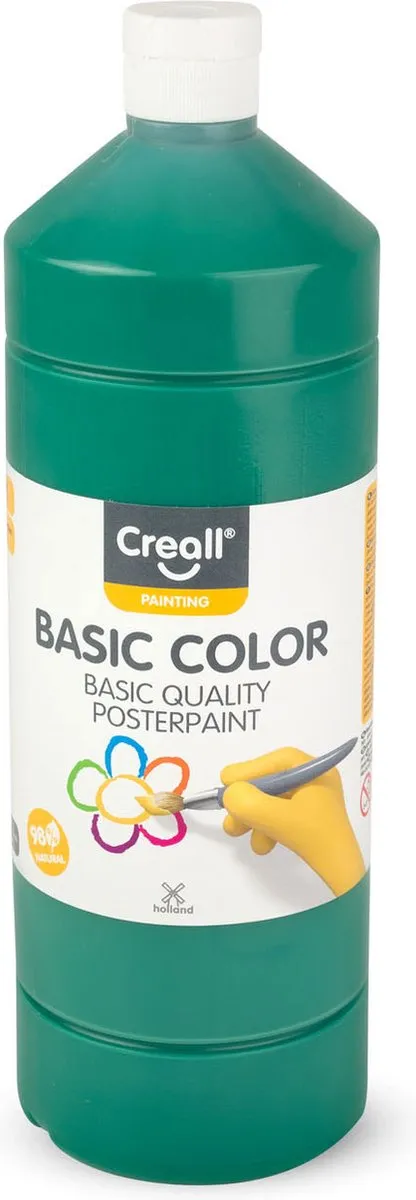Creall Plakkaatverf - Donkergroen - donker groene schoolverf - fles 1000ML - Gemaakt in Nederland - professionele kwaliteit - basic color - vegan - glutenvrij