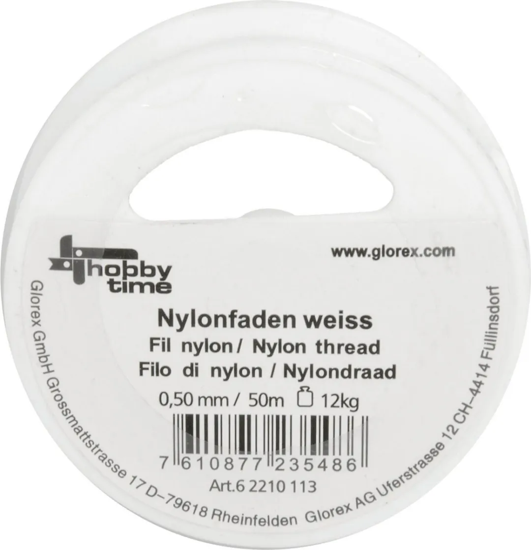Glorex Hobby Nylon Draad 0.5mm - 2x50m - Wit