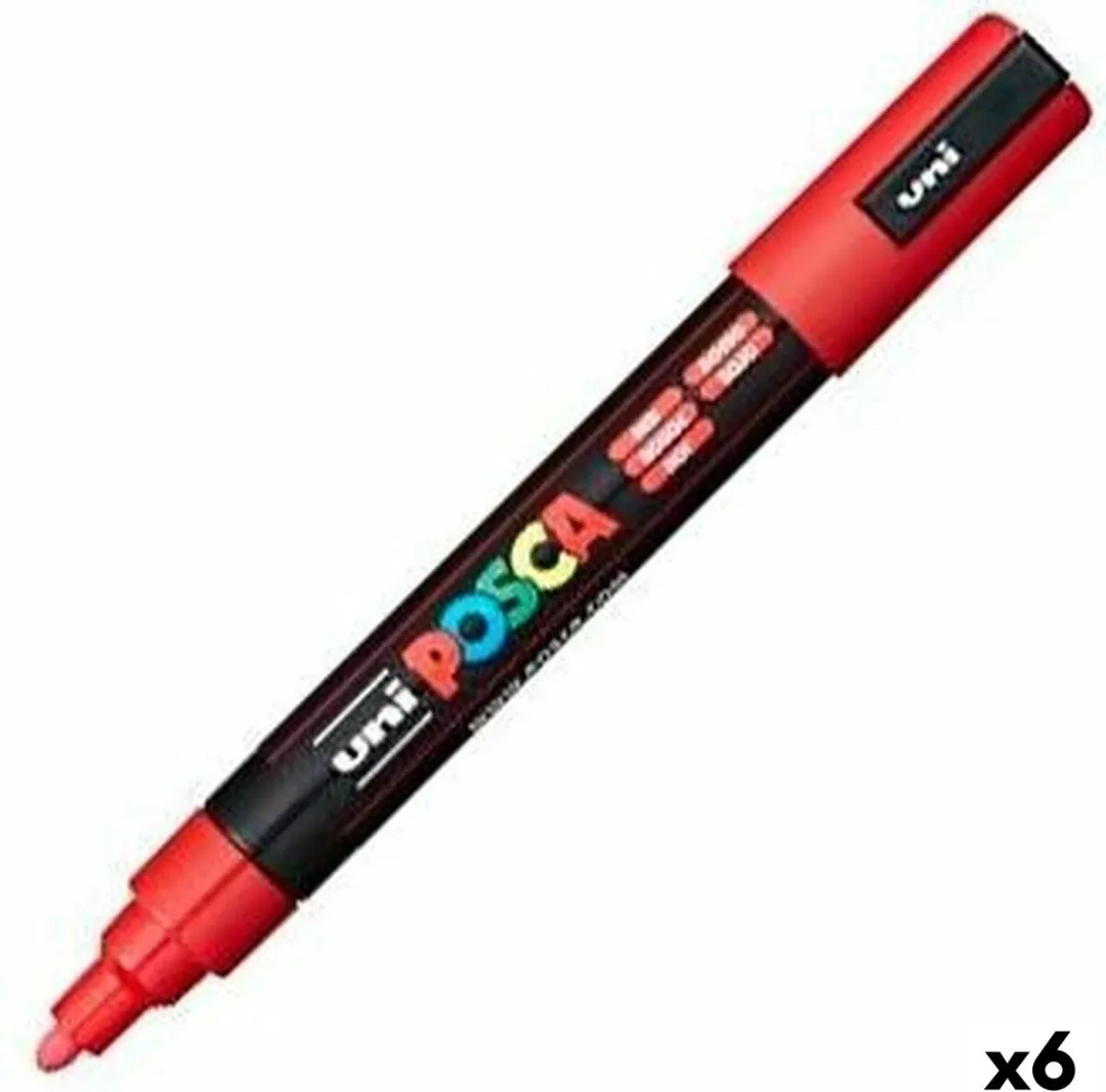Posca PC-5M Medium Tip Verfstiften - Rood - 6 Stuks