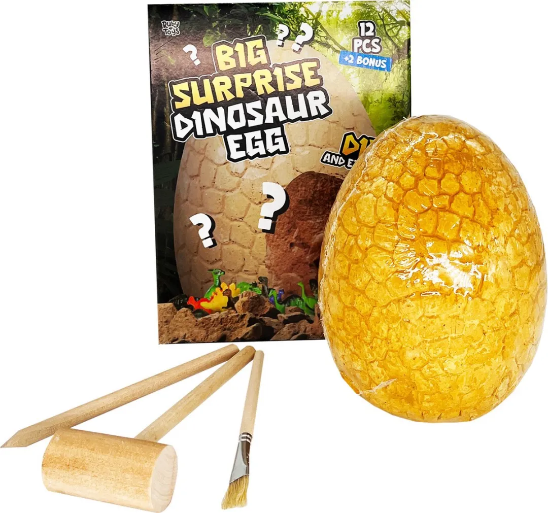 Ruby Toys Uitgraafset XXL Dino Ei - 16cm - 26 Stuks - Multicolor
