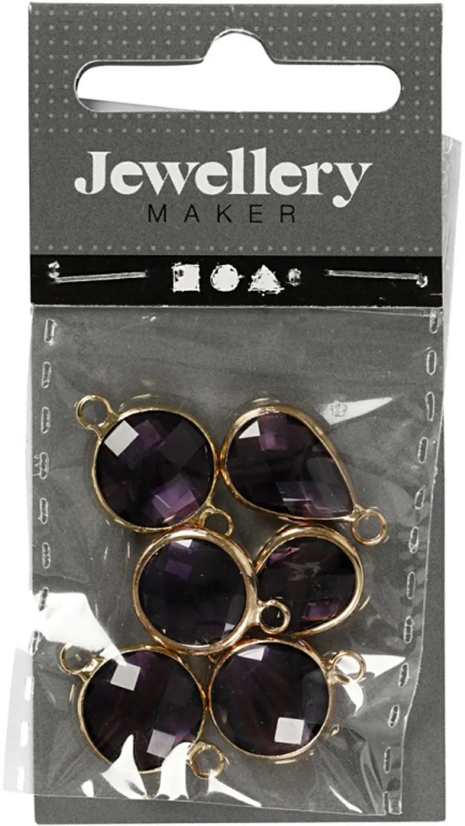 Creativ Company Sieradenhanger Cabochon Facetglas 15-20mm - Paars - 6 Stuks
