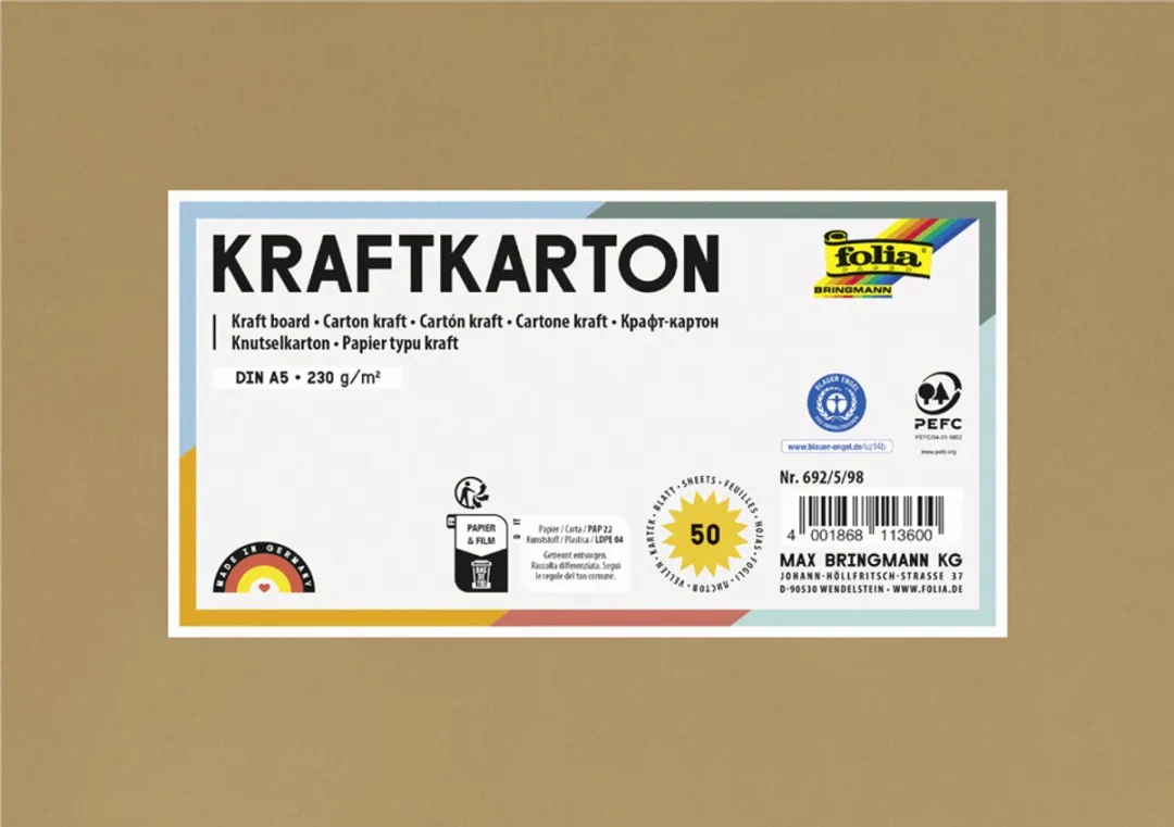 Folia Kraftpapier A5 230gr - 50 Vel Bruin