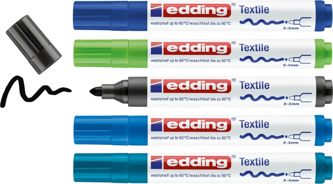 edding 4500 Textielstiften - 5 Stuks - Assorti