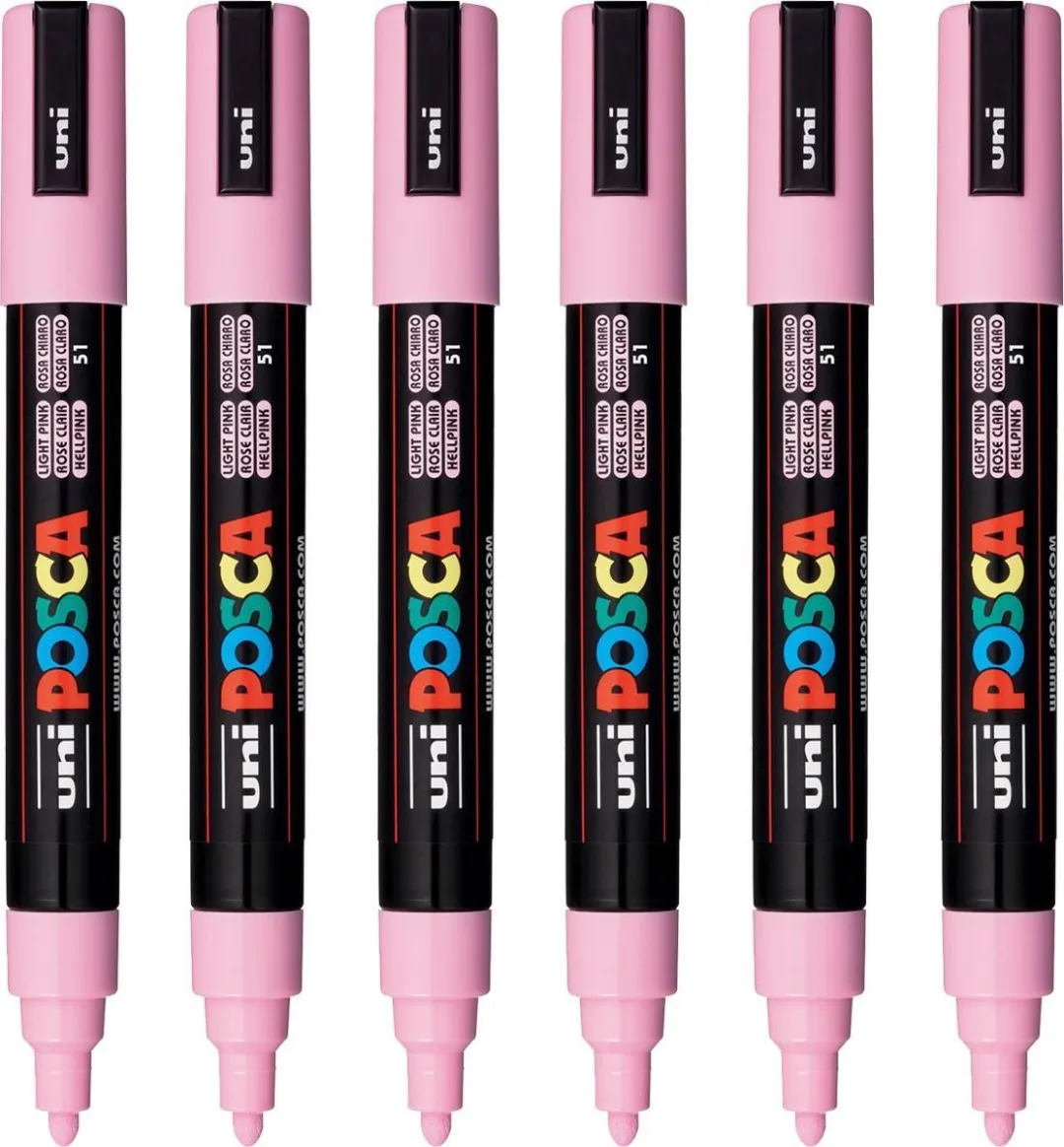 Posca PC-5M Verfstiften - Lichtroze - 6 Stuks