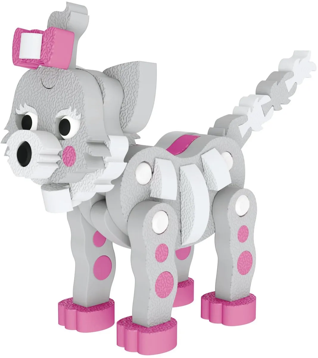 Eddy Toys 3D Puzzel Kat 62 Stuks - Grijs met Roze Details
