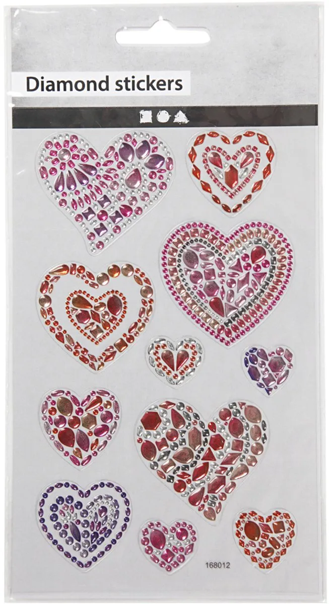 Creativ Company Diamond Stickers Harten Design - 1 Vel