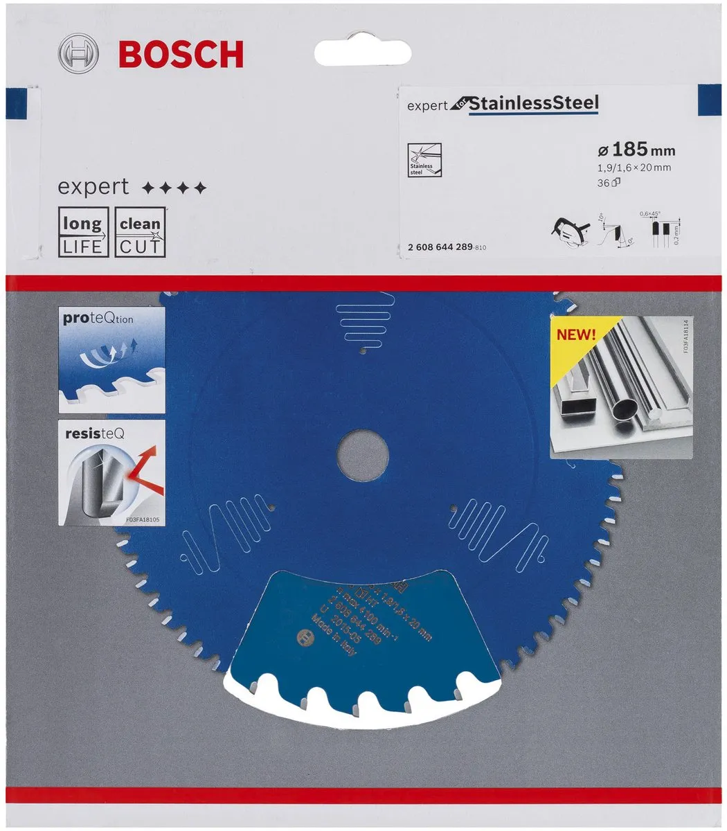 Bosch Cirkelzaagblad Expert StainlessSteel 185x20x1 - 36 Tanden - Metaal