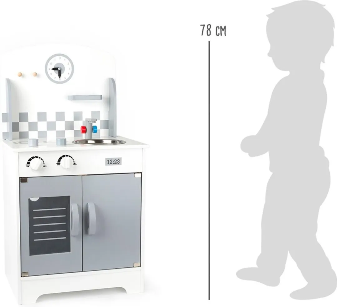 Small Foot Houten Speelkeuken met Wandklok - Grijs